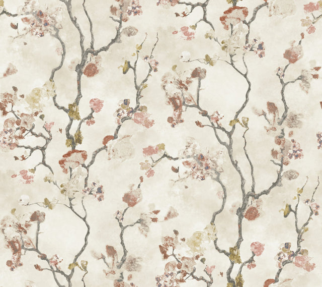Avril Chinoiserie Coral Wallpaper with Traditional Floral Pattern - York LM5413