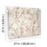 Avril Chinoiserie Coral Wallpaper with Traditional Floral Pattern - York LM5413