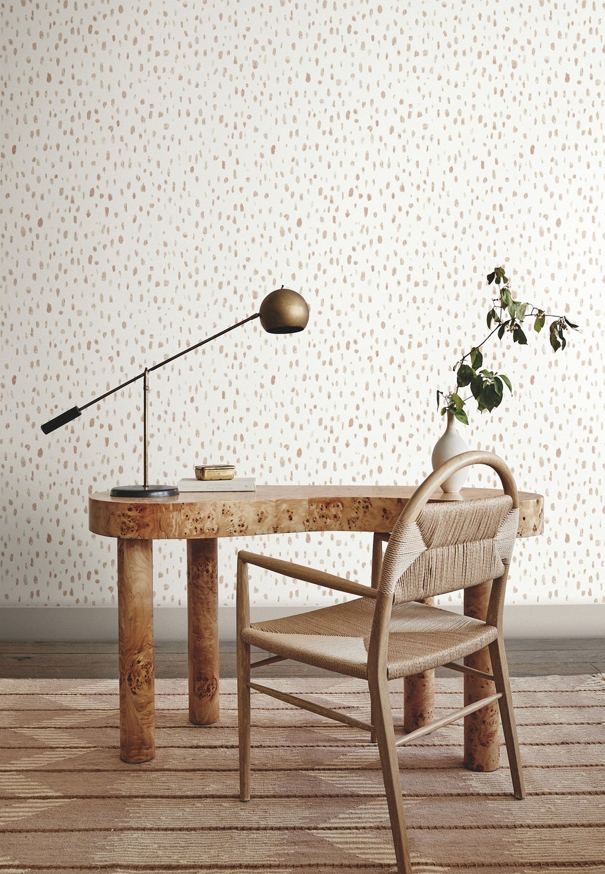 Tachette Terracotta Wallpaper with Geometric Brushstroke Pattern, Feature Wall Style - York LM5422