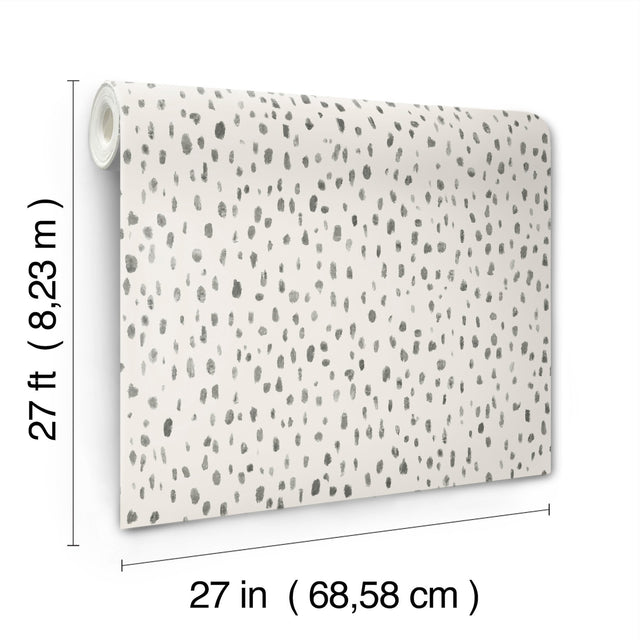 Tachette Charcoal Wallpaper with Watercolor Dot Motif - York LM5424