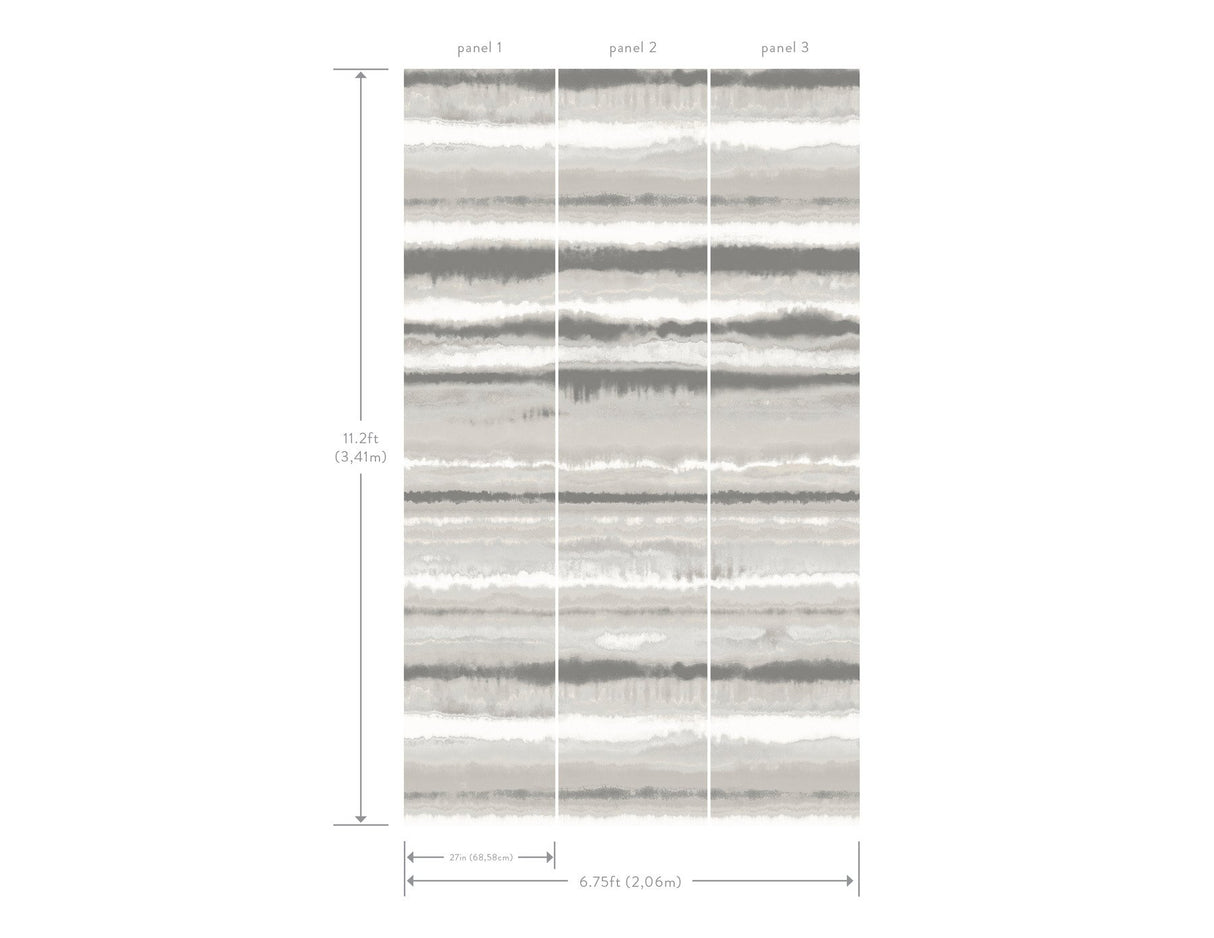 Edition Mural Neutral Wall Mural with Painterly Abstract Stripes - York LM5427M