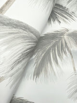 Plein Air Palms Black & White Tropical Wallpaper with Impressionist Palm Fronds - York LM5432