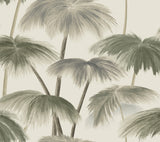 Plein Air Palms Vintage Beige Tropical Wallpaper with Impressionist Palm Fronds - York LM5433