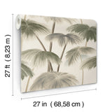 Plein Air Palms Vintage Beige Tropical Wallpaper with Impressionist Palm Fronds - York LM5433