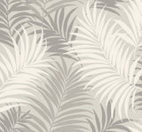 Via Palma palm leaf wallpaper in Cove Gray and Winter Fog