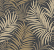 Via Palma palm leaf wallpaper in Wrought Iron and Sand Dollar (matte grey and tan tropical fronds).