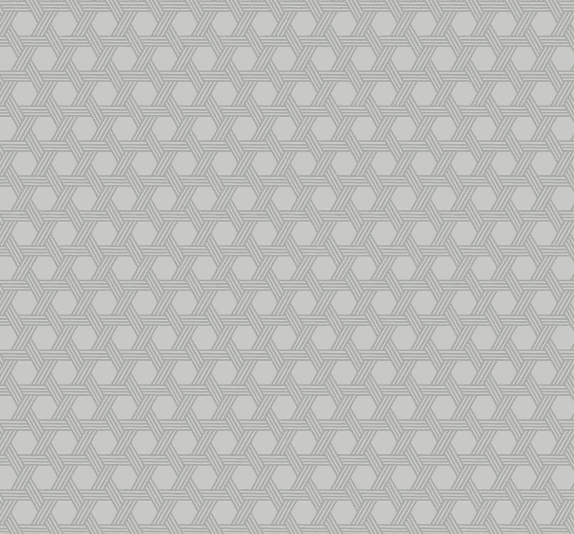 Cabana Wicker wallpaper in Cove Gray with a woven wicker-inspired geometric pattern