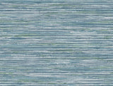 Osprey Faux Grasscloth wallpaper in midnight blue with spearmint and icy light accents, featuring fine horizontal grasscloth-like striping and a subtle metallic finish.