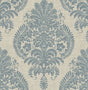 Antigua Damask wallpaper in Air Force Blue and Alabaster