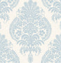 Antigua Damask wallpaper pattern in Blue Frost and Bone White