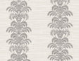 Charcoal and ivory palm frond stripe stringcloth wallpaper