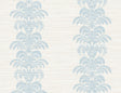 Palm Frond Stripe Stringcloth wallpaper in Blue Frost and Bone White with palm frond stripe motif.