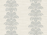 Palm frond stripe stringcloth wallpaper in cove gray and alabaster with a matte finish
