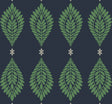 Mirasol Palm Frond wallpaper pattern in midnight blue with spearmint palm fronds