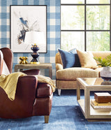 Rugby Gingham Coastal Blue and Ivory by Luxe Retreat Gingham Wallpaper – Lillian August LN10802