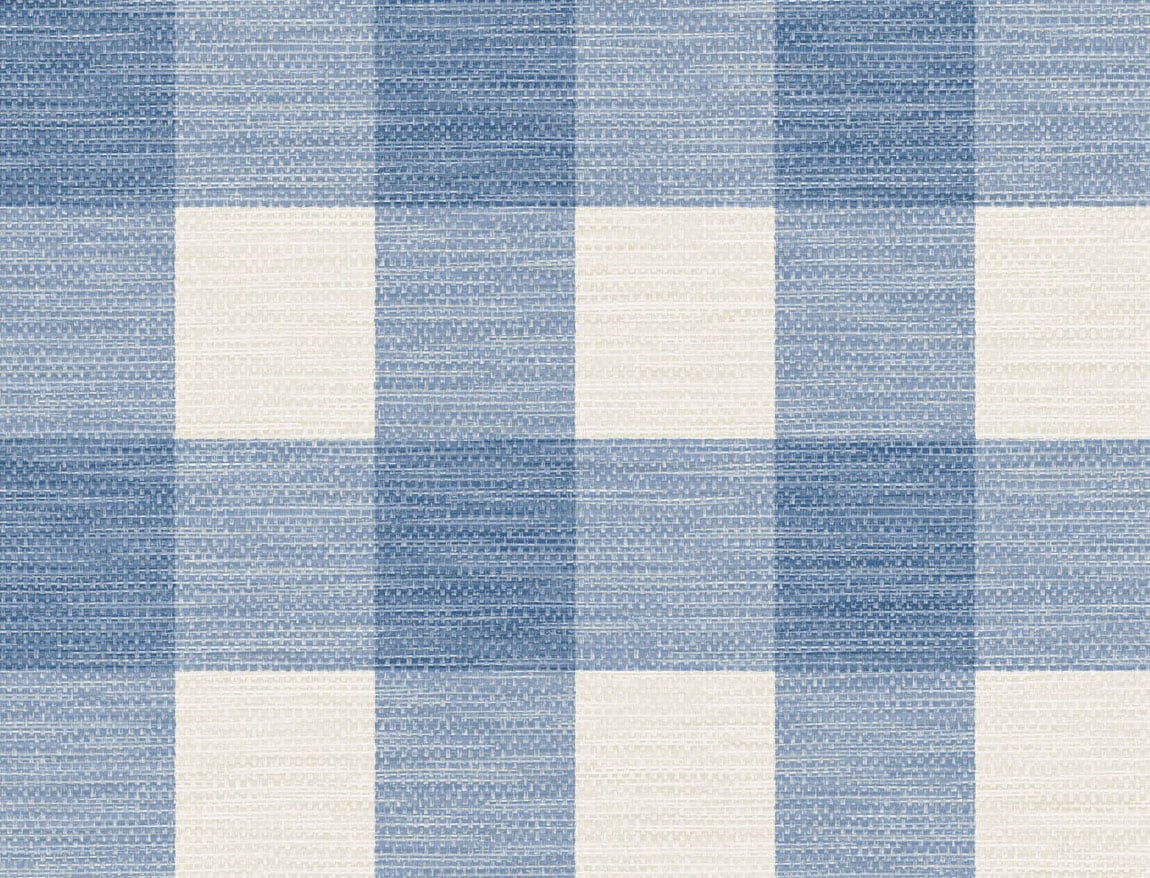 Coastal blue and ivory gingham check wallpaper pattern