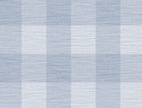Rugby Gingham wallpaper in Carolina Blue with a matte finish and classic check pattern.