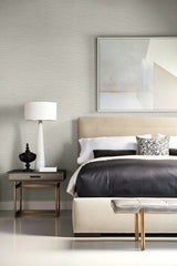 Faux Linen Weave Cove Gray by Luxe Retreat Faux Linen Texture Wallpaper – Lillian August LN10908