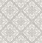 Plumosa Tile wallpaper in Cove Gray and Silver with a metallic coastal tile motif in a straight match repeat.
