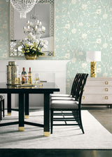 Southport Floral Trail Sea Glass and Ivory by Luxe Retreat Chinoiserie Floral Wallpaper – Lillian August LN11104