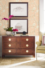 Southport Floral Trail Soft Melon and Arrowroot by Luxe Retreat Chinoiserie Floral Trail Wallpaper – Lillian August LN11111