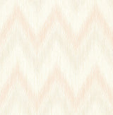 Regent Flamestitch Stringcloth wallpaper in Soft Melon and Arrowroot with subtle chevron flamestitch pattern, matte finish.