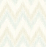 Regent Flamestitch Stringcloth wallpaper in sea glass and eggshell chevron pattern