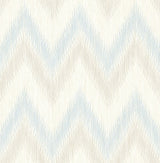 Regent Flamestitch Stringcloth wallpaper in sky blue and arrowroot chevron pattern