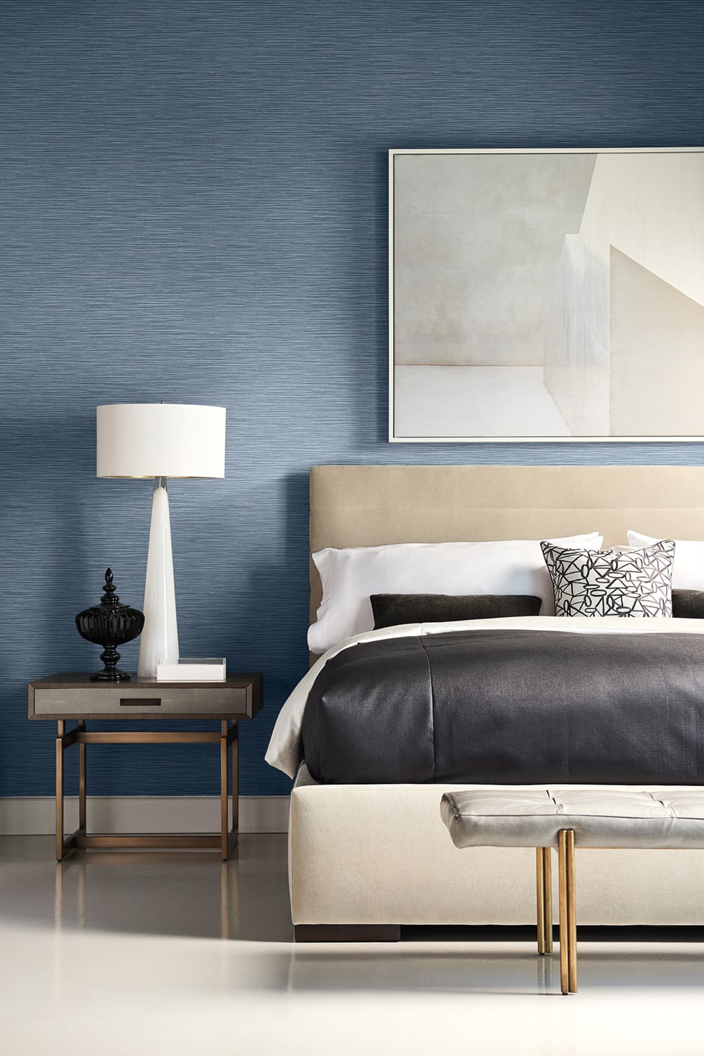 Reef Air Force Blue by Luxe Retreat Embossed Vinyl Wallpaper – Lillian August LN11302