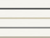 Crew Stripe wallpaper in ivory with wrought iron and sand dollar horizontal stripes