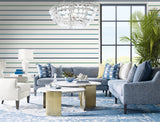 Crew Stripe Midnight Blue, Spearmint & Eggshell by Luxe Retreat Striped Wallpaper – Lillian August LN11412