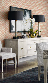Block Trellis Melon and Arrowroot by Luxe Retreat Geometric Trellis Wallpaper – Lillian August LN11501