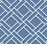Block Trellis wallpaper in coastal blue and navy geometric lattice pattern
