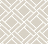 Block Trellis geometric trellis wallpaper in Cove Gray and Fog
