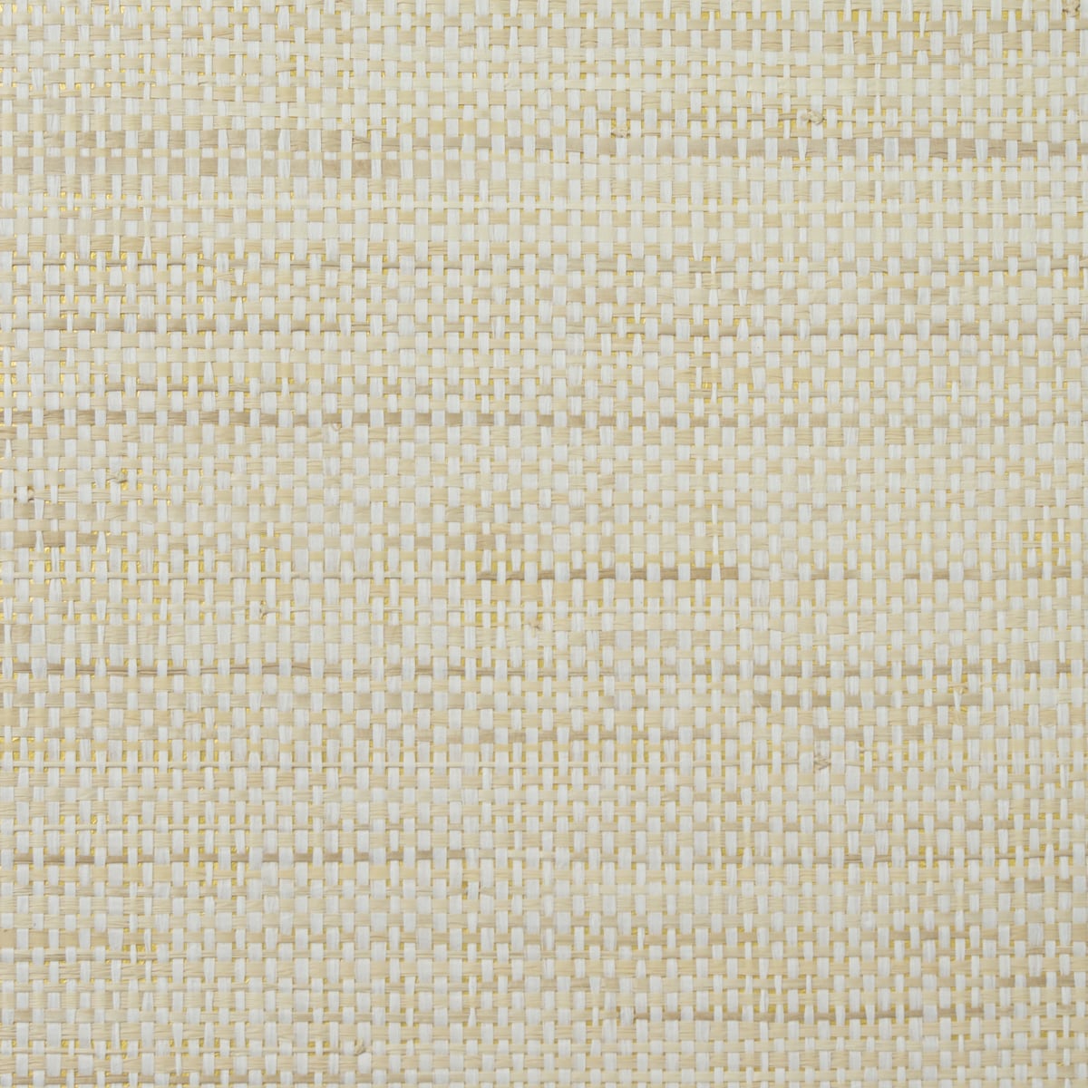Antique white and gold metallic paper and raffia grasscloth wallpaper texture