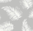 Tossed Palm wallpaper in Harbor Mist gray with white palm fronds