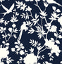 Mono Toile midnight blue and white chinoiserie floral and bird peel and stick wallpaper pattern