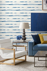 Horizon Stripe Blue Oasis by Lillian August Peel and Stick Stripe Wallpaper – Lillian August LN20602