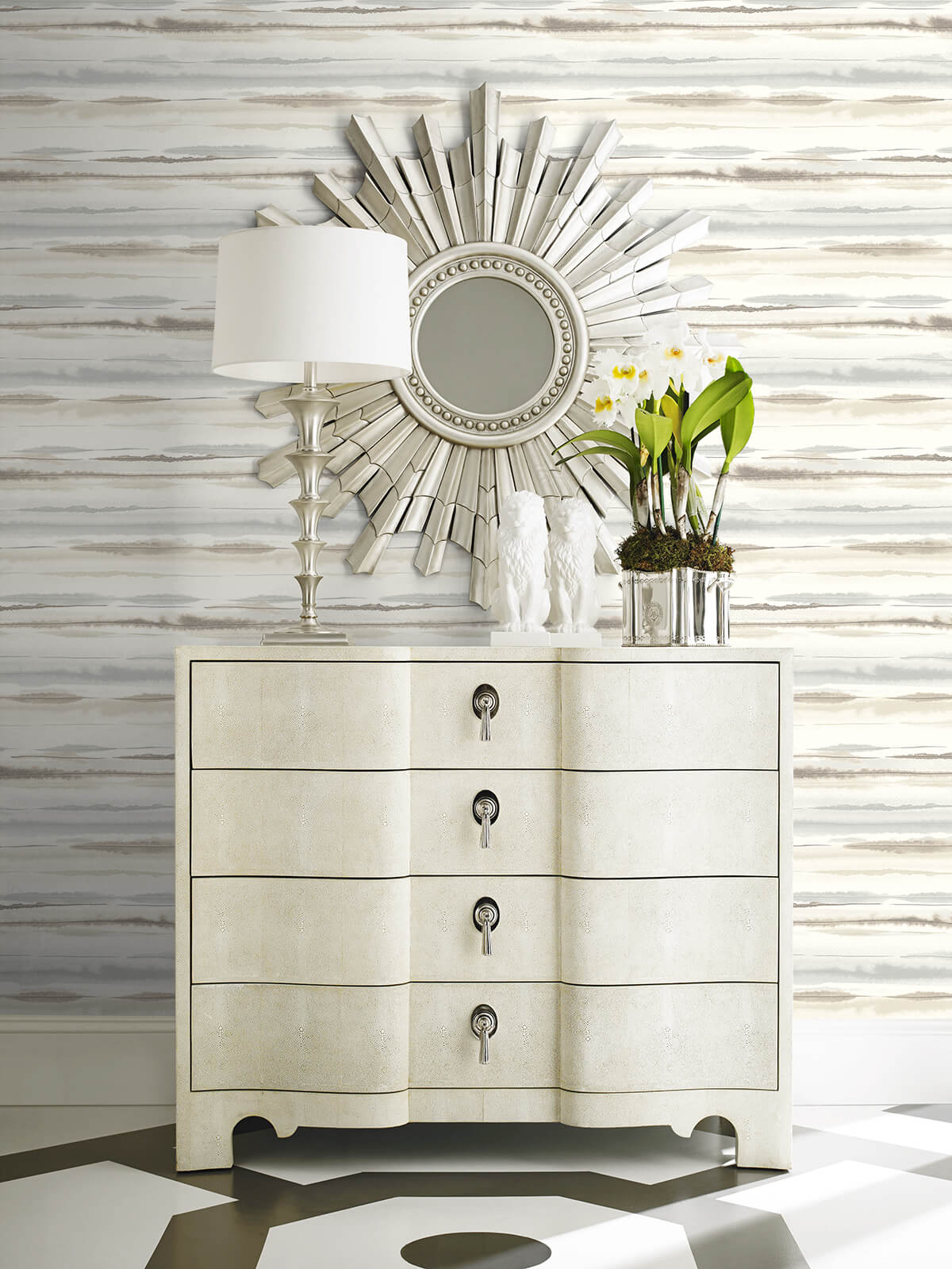 Horizon Stripe Sand Dunes by Lillian August Peel and Stick Satin Vinyl Wallpaper – Lillian August LN20605