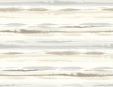 Horizon Stripe peel and stick wallpaper in Sand Dunes with soft horizontal watercolor stripes