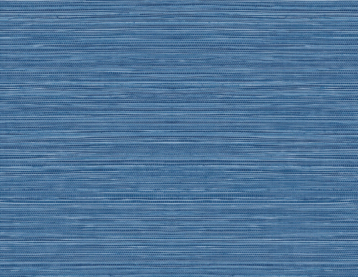 Luxe Sisal peel and stick wallpaper in Coastal Blue with a textured grasscloth look