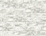 Grey and white distressed brick peel and stick wallpaper pattern