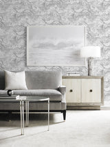 Faux Marble Calcutta & Metallic Silver by Lillian August Peel and Stick Faux Marble Wallpaper – Lillian August LN21003