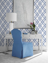 Coastal Lattice Riviera Blue by Lillian August Peel and Stick Peel and Stick Geometric Wallpaper – Lillian August LN21102 -Sample