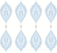 Palm Frond peel and stick wallpaper in Blue Skies and Daydream Grey with stylized palm frond motifs