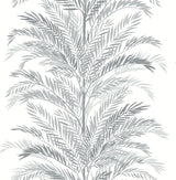 Keana Palm peel and stick wallpaper in Harbor Mist with layered palm fronds in soft grey tones