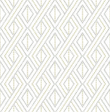 Boho Grid Argos Grey & Yellow peel and stick geometric wallpaper with dotted diamond grid pattern.