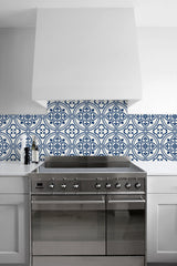 Villa Mar Tile Denim Blue by Lillian August Peel and Stick Tile Wallpaper – Lillian August LN30312-Sample
