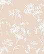 Floral Mist peel and stick wallpaper in Peach Petal with delicate white floral silhouettes