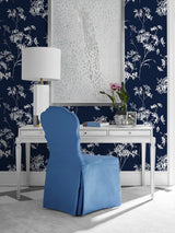 Floral Mist Hampton Blue by Lillian August Peel and Stick Floral Wallpaper – Lillian August LN30502